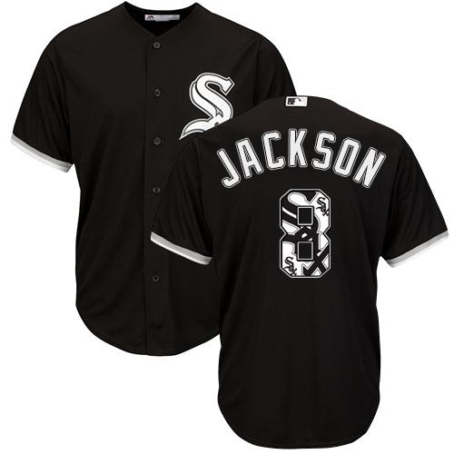 White Sox #8 Bo Jackson Black Team Logo Fashion Stitched MLB Jersey - Click Image to Close